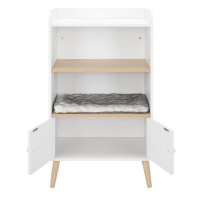 Image showing 5 th Sam's Pets 39 in. Becky Single Rest Cat Tree Bookshelf with Drawer, White