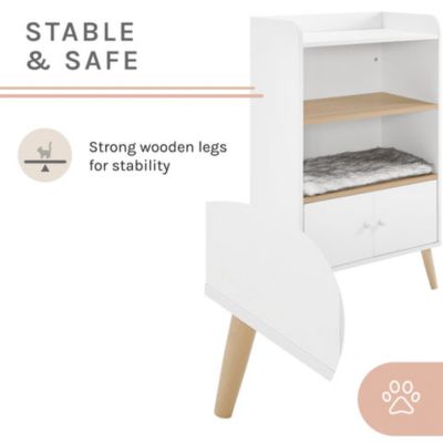 Image showing 8 th Sam's Pets 39 in. Becky Single Rest Cat Tree Bookshelf with Drawer, White