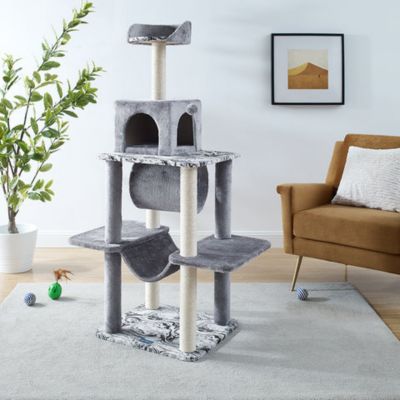 Image showing  59 in. Dazzle Cat Scratching Tree, Gray