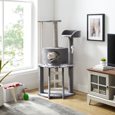 Image showing  47 in. Dazzle Cat Scratching Tree, Gray