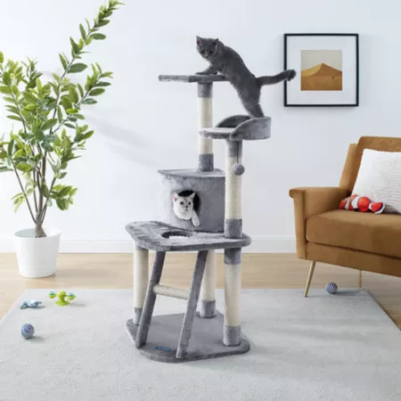 Sam's Pets 49 in Chachi Cat Tree Gray Cat Trees & Condos