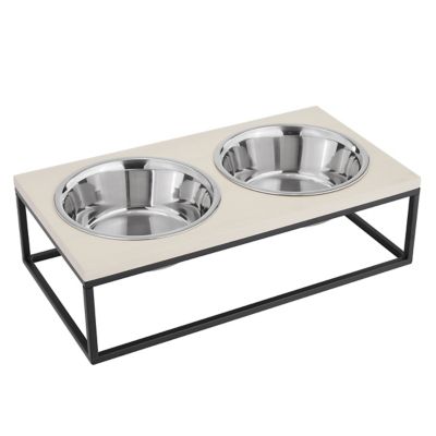 Image showing  Dan Wood and Stainless Steel Pet Bowl, Double