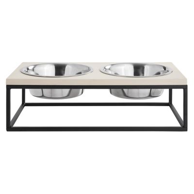 Image showing  Dan Wood and Stainless Steel Pet Bowl, Double