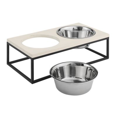 Image showing  Dan Wood and Stainless Steel Pet Bowl, Double