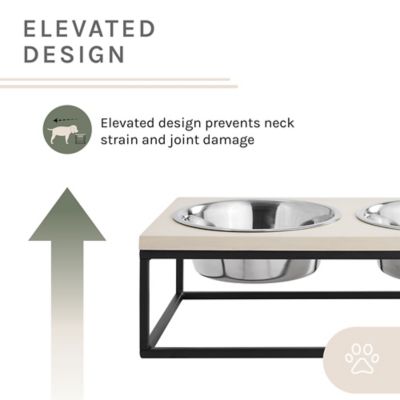 Image showing 5 th Sam's Pets Dan Wood and Stainless Steel Pet Bowl, Double