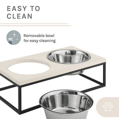 Image showing 6 th Sam's Pets Dan Wood and Stainless Steel Pet Bowl, Double