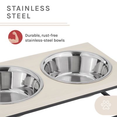 Image showing 7 th Sam's Pets Dan Wood and Stainless Steel Pet Bowl, Double