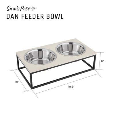 Image showing 8 th Sam's Pets Dan Wood and Stainless Steel Pet Bowl, Double