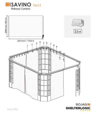 Image showing  10 ft. x 12 ft. Curtains for Savino Gazebo, Grey, Polyester, Outdoor Shades