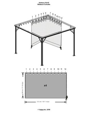 Image showing  Grey Curtains for Ventura Gazebo, 10 ft. x 10 ft., Polyester, Outdoor Shades