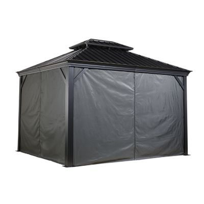 Sojag Monaco/Messina/Mykonos/Marsala 12 ft. x 12 ft. Grey Spun Polyester Curtains