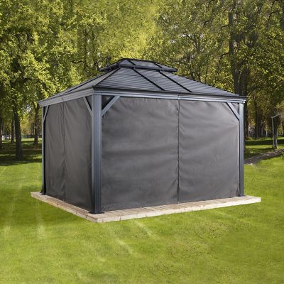 Image showing  Monaco/Messina/Mykonos/Marsala 12 ft. x 12 ft. Grey Spun Polyester Curtains