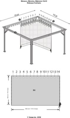 Image showing  Monaco/Messina/Mykonos/Marsala 12 ft. x 12 ft. Grey Spun Polyester Curtains