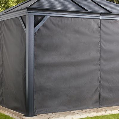 Image showing  Monaco/Messina/Mykonos/Marsala 12 ft. x 12 ft. Grey Spun Polyester Curtains