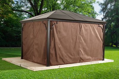 Image showing  10 ft. x 12 ft. Brown Curtains for Sumatra Gazebo, Poly, Outdoor Shades