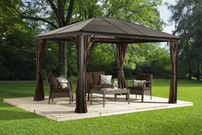 Image showing  10 ft. x 12 ft. Brown Curtains for Sumatra Gazebo, Poly, Outdoor Shades