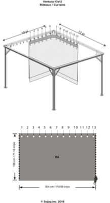 Image showing  Grey Curtains for Ventura Gazebo, 10 ft. x 12 ft., Polyester, Outdoor Shades