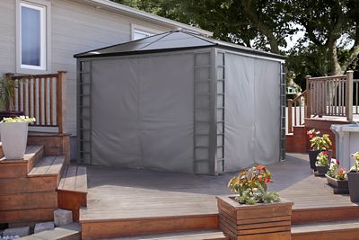 Image showing  Turia Grey Polyester Curtains 10 ft. x 12 ft.