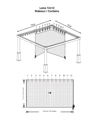 Image showing  Lena Black Spun Polyester Curtains 12 ft. x 12 ft.