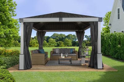 Image showing  Lena Black Spun Polyester Curtains 12 ft. x 12 ft.