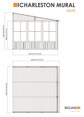 Image showing 2 th Sojag Charleston 10 x 10ft. Wall-Mounted Solarium