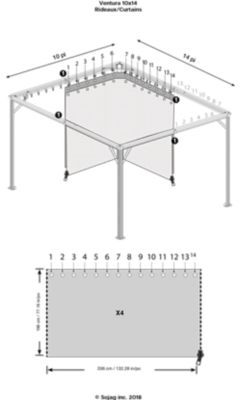 Image showing  Grey Curtains for Ventura Gazebo, 10 ft. x 14 ft., Polyester, Outdoor Shades