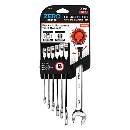Zero Degree 7 pc. Gearless Ratcheting Wrench Set - SAE, 38140