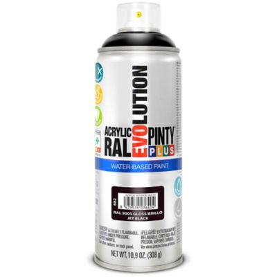 Pintyplus 11 oz. Low Odor Water Based Acrylic Spray Paint Can, Gloss Jet Black