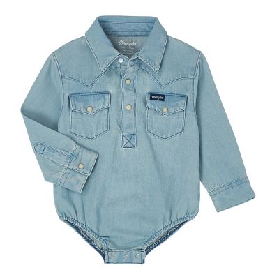 Image showing  Baby Boy Long Sleeve Denim Bodysuit