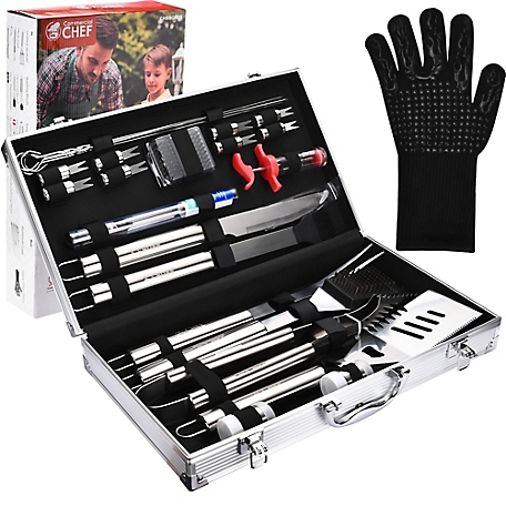 Commercial CHEF Stainless Steel BBQ Grilling Cooking Accessories - Cooking Grill  Tool Set with Aluminum Case (25 pc.), CHBBQK25 at Tractor Supply Co.