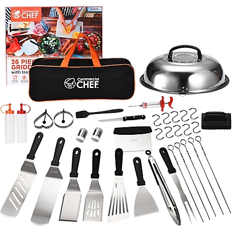 Commercial CHEF 36 pc. Stainless Steel Griddle Accessories Kit - Flat Top Grill  Utensils Accessories with Carry Bag, CHGRK36 at Tractor Supply Co.