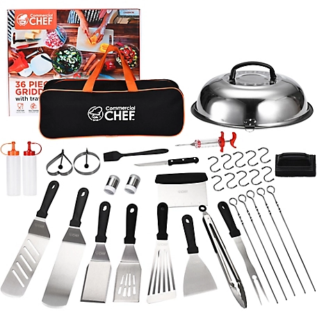 Commercial CHEF 36 pc. Stainless Steel Griddle Accessories Kit