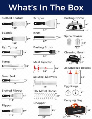 Image showing  Stainless Steel Griddle Accessories Kit, 36 pc., Flat Top Grill Utensils Accessories with Carry Bag