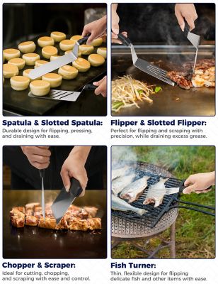 Image showing  Stainless Steel Griddle Accessories Kit, 36 pc., Flat Top Grill Utensils Accessories with Carry Bag