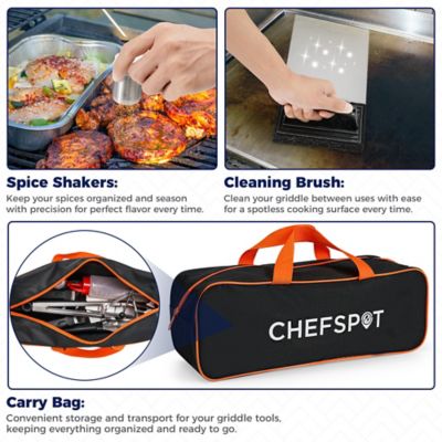 Image showing 5 th CHEFSPOT Stainless Steel Griddle Accessories Kit, 36 pc., Flat Top Grill Utensils Accessories with Carry Bag