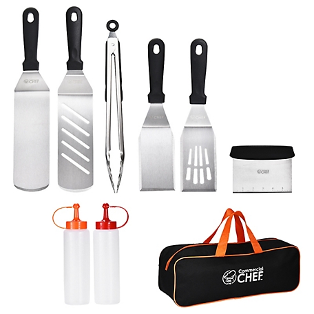 Commercial CHEF 9 pc. Stainless Steel Griddle Accessories Kit - Flat Top  Grill Utensils Accessories with Carry Bag, CHGRK9 at Tractor Supply Co.