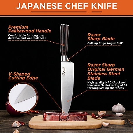 The Sharpest High Carbon Steel Chef Knife with Full Tang Handle