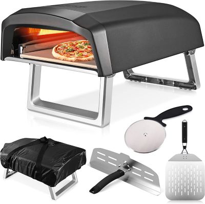 Commercial CHEF Portable Propane Gas Outdoor Pizza Oven with Baffle Door, Peel, Stone, Cutter, and L-Shaped Burner,,