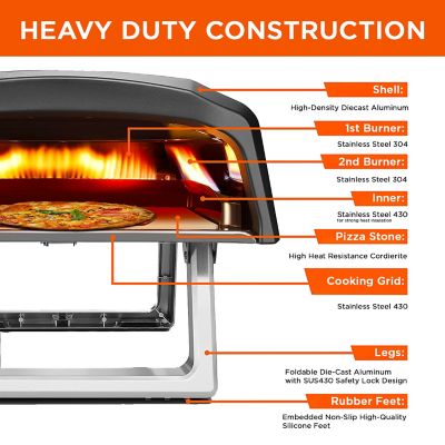 Image showing  Outdoor Portable Propane Pizza Oven with Baffle Door, Peel, Stone, Cutter and L-Shaped Burner, 12 in.