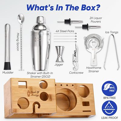 Image showing  Stainless Steel Bartender Kit, Bar Set Cocktail Shaker Set, Cocktail Bartending Kit, 14 pc.