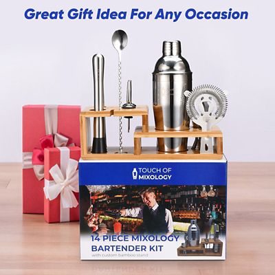 Image showing 5 th Touch of Mixology Stainless Steel Bartender Kit, Bar Set Cocktail Shaker Set, Cocktail Bartending Kit, 14 pc.