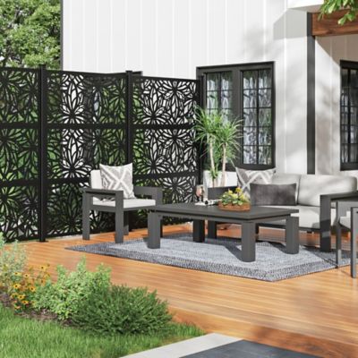 Image showing  2 ft. x 4 ft. Freesia Decorative Screen Panel, Black