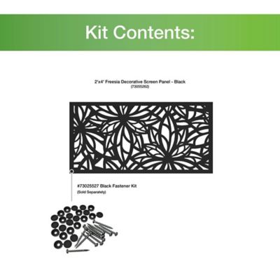 Image showing 6 th FREESTYLE 2 ft. x 4 ft. Freesia Decorative Screen Panel, Black