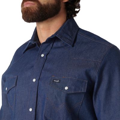 Image showing  Men's Cowboy Cut Chambray Long-Sleeve Button-Down Shirt
