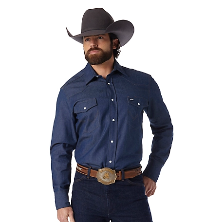 Wrangler Men's Cowboy Cut Long Sleeve Chambray Shirt