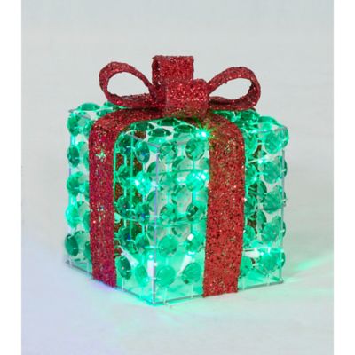 Image showing  Random Twinkle LED Diamond Beads Gift Box Sculpture Holiday Decoration Set, 3 pc.
