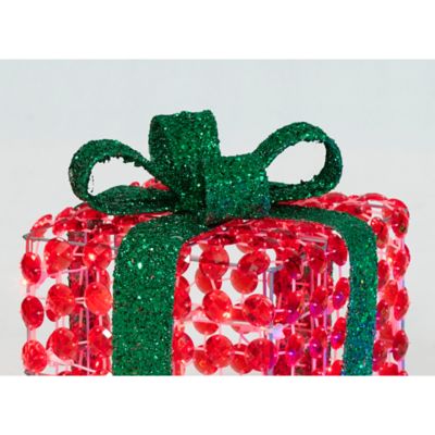 Image showing  Random Twinkle LED Diamond Beads Gift Box Sculpture Holiday Decoration Set, 3 pc.