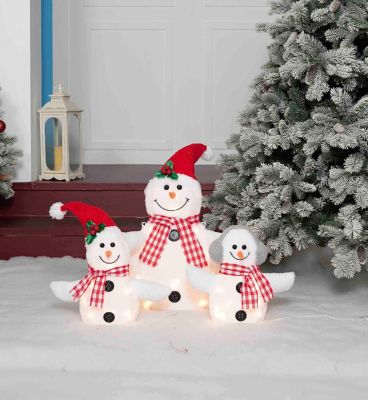 Image showing 7 th EverStar Plush Snowman Family Sculpture Set, 3 pc.