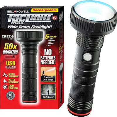 Bell & Howell Taclight Max - 500 Lumen Long-Lasting Widebeam Rechargeable Flashlight