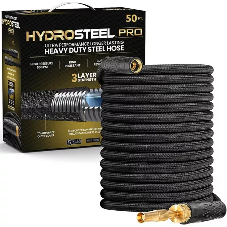 HydroSteel 5/8 in x 50 ft Lightweight Kink-Free Stainless Steel Garden Hose Garden Hoses